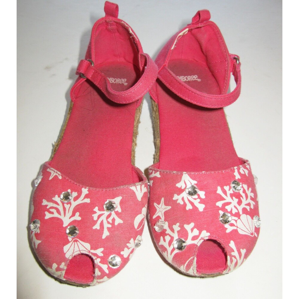 Gymboree girl Seashell Coral pink spring social espadrille sandals shoes 1 8 9 Y